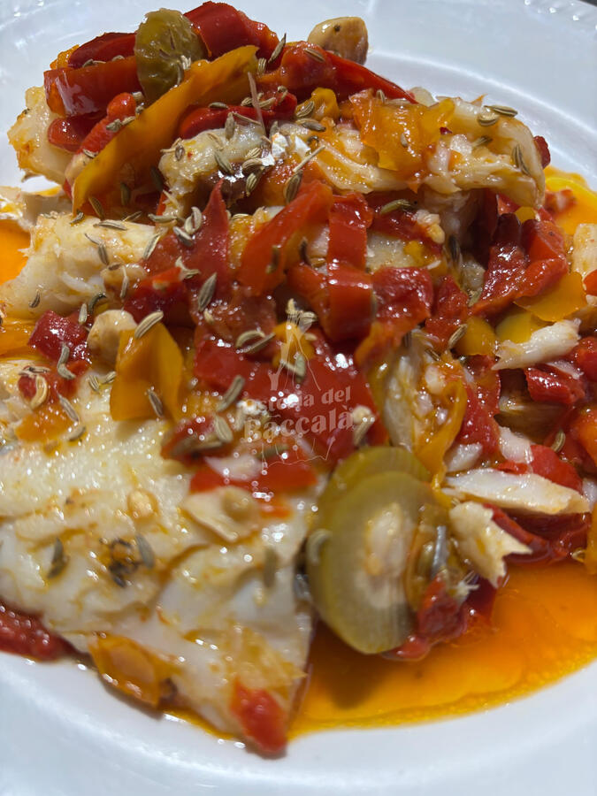 Baccalà con finocchietto e peperoni